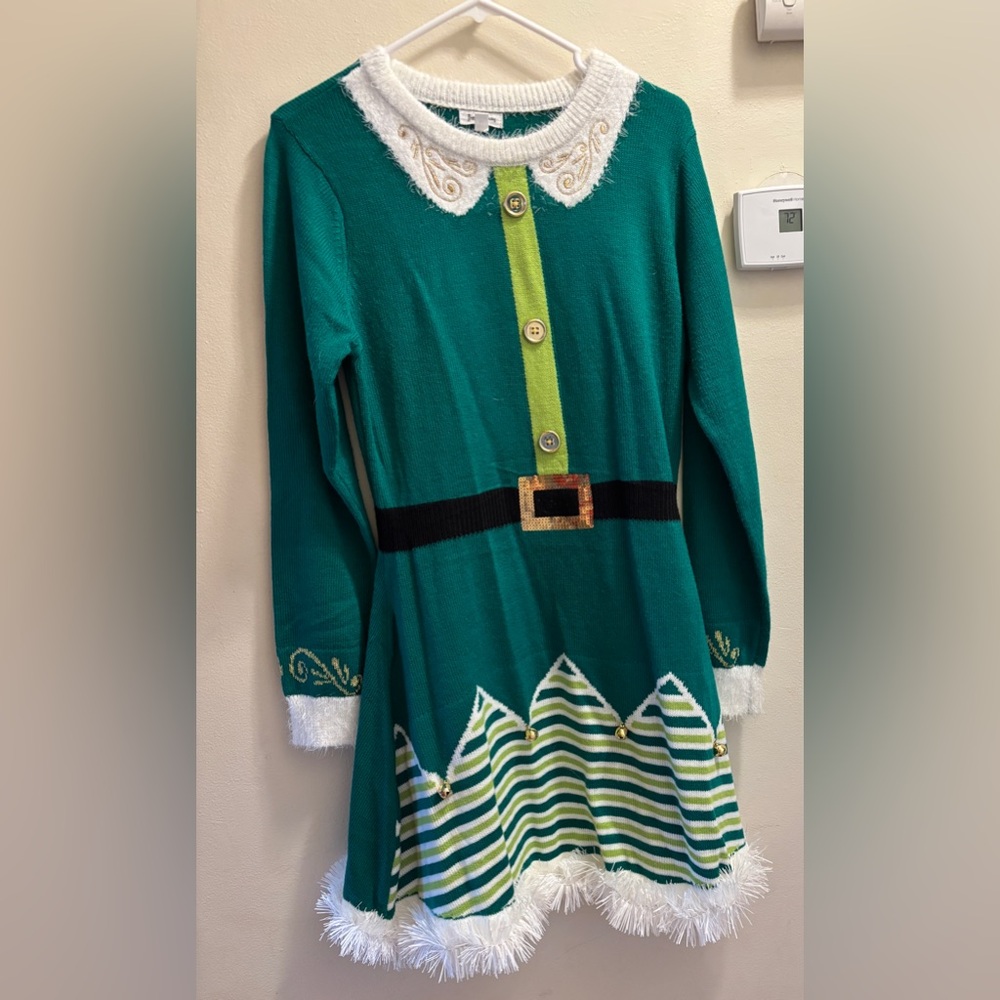 Born Famous Holiday Christmas Elf Sweater Dress XL